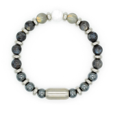 Men's Growth and Protection Bracelet: Belomorite (Moonstone), Larvikite, Hematite, Labradorite and Silver